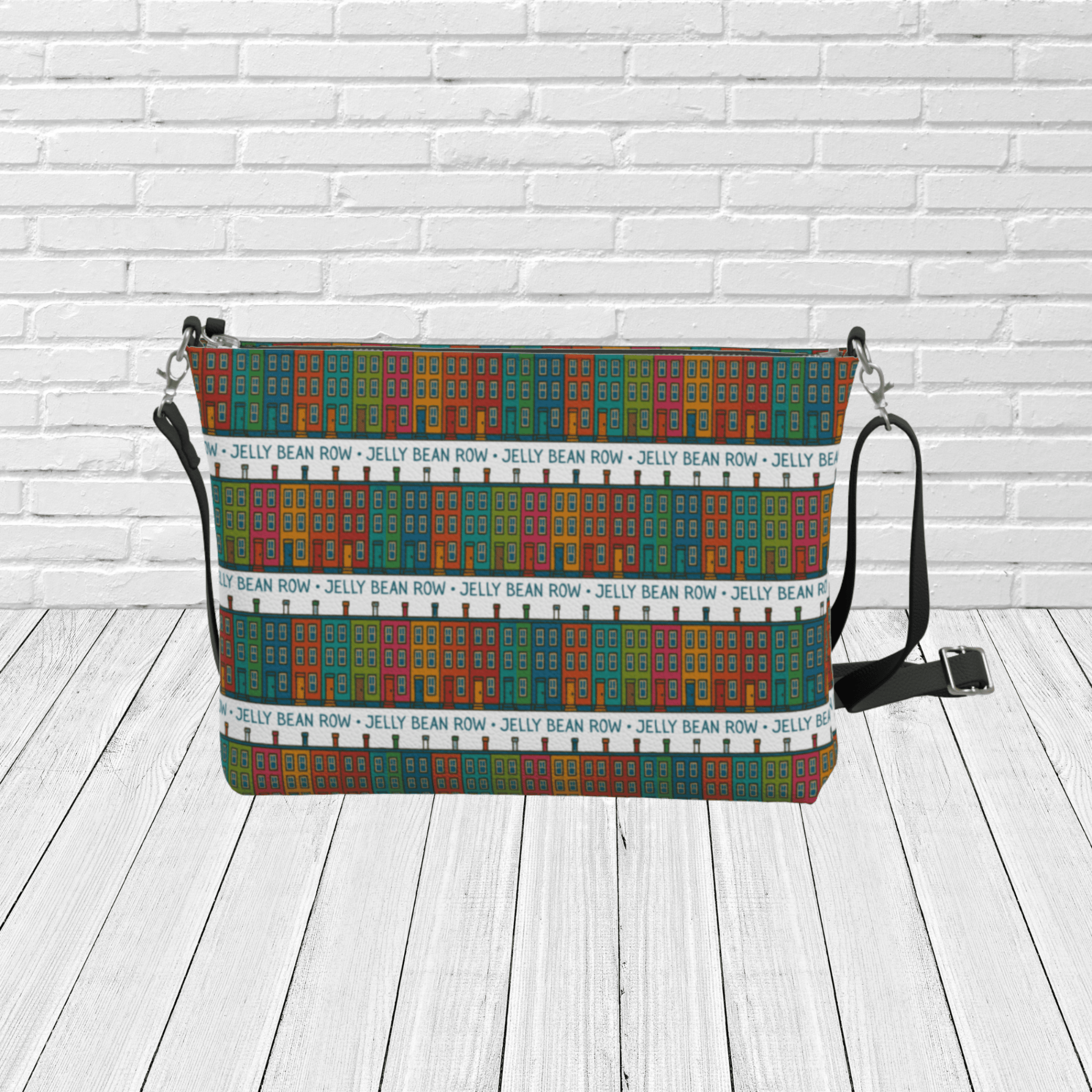 Jellybean Row Newfoundland Crossbody – St. John’s Houses Pattern Travel Purse - Newfinese Please