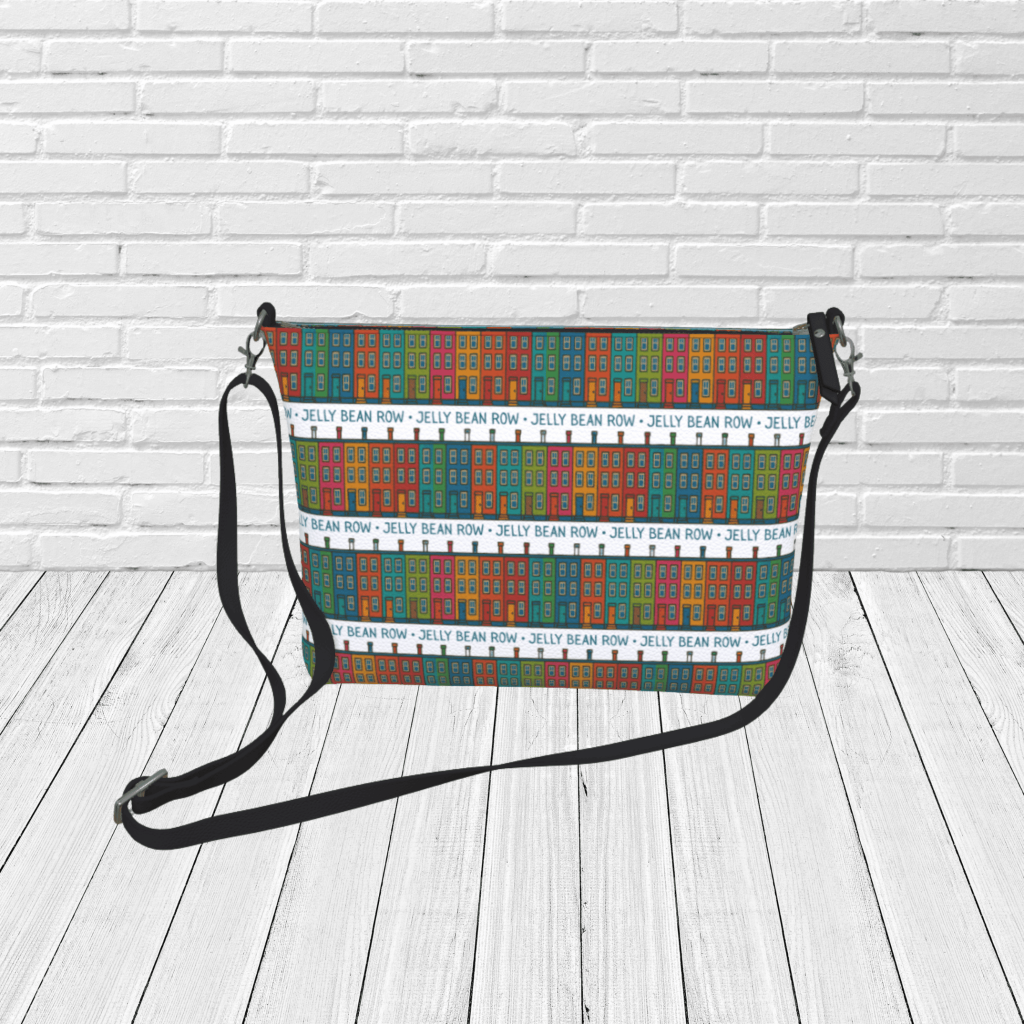 Jellybean Row Newfoundland Crossbody – St. John’s Houses Pattern Travel Purse - Newfinese Please
