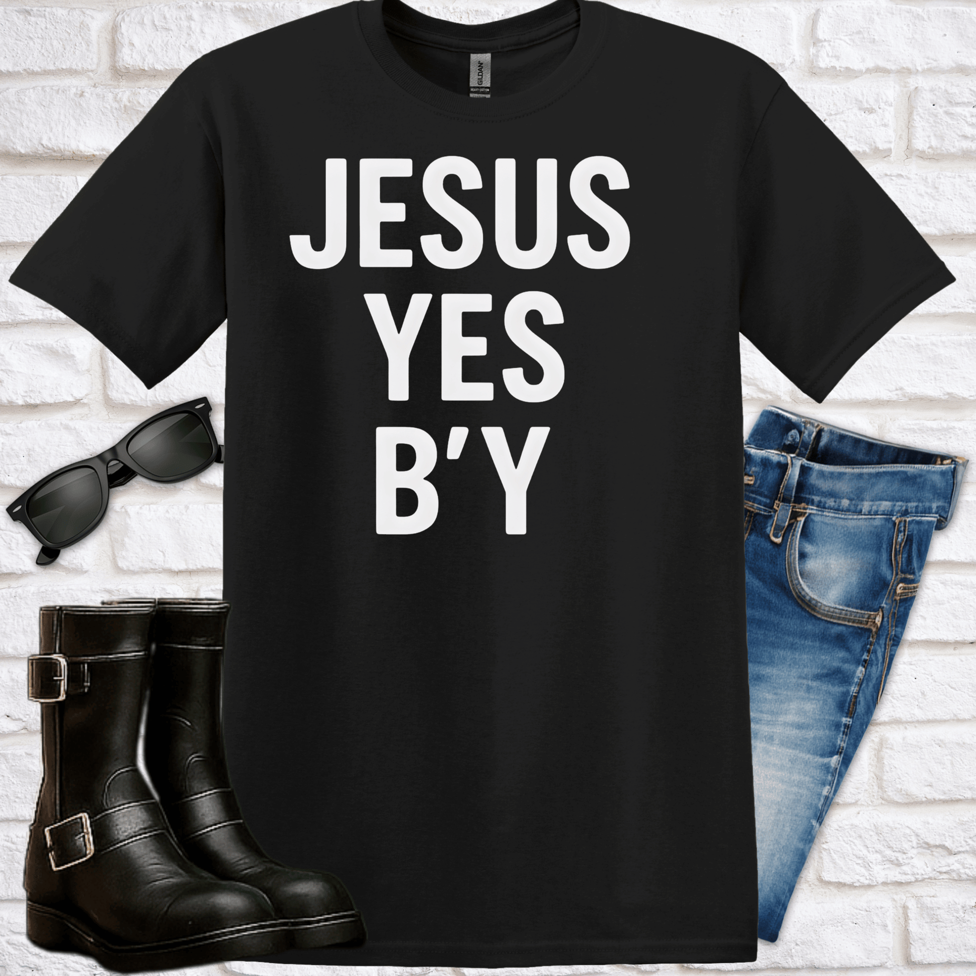 "Jesus Yes B'y" T-Shirt - Newfinese Please