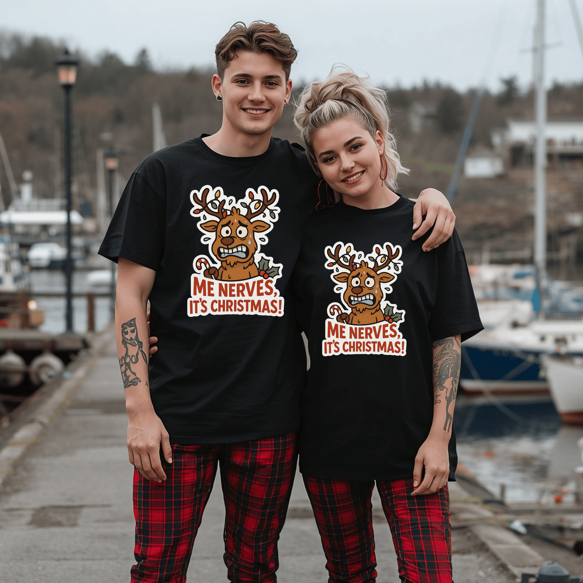 "Me Nerves, It's Christmas!" T-Shirt - Newfinese Please