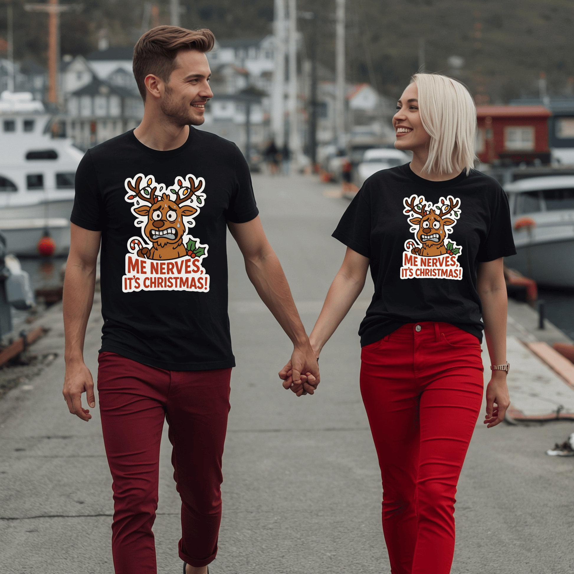 "Me Nerves, It's Christmas!" T-Shirt - Newfinese Please