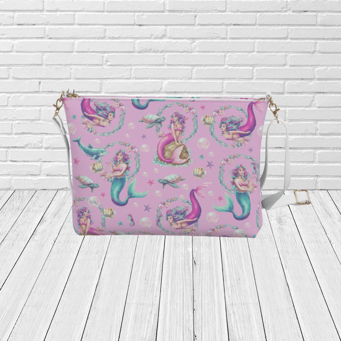 Mermaid Pattern Crossbody – Whimsical Ocean Beach Crossbody - Newfinese Please