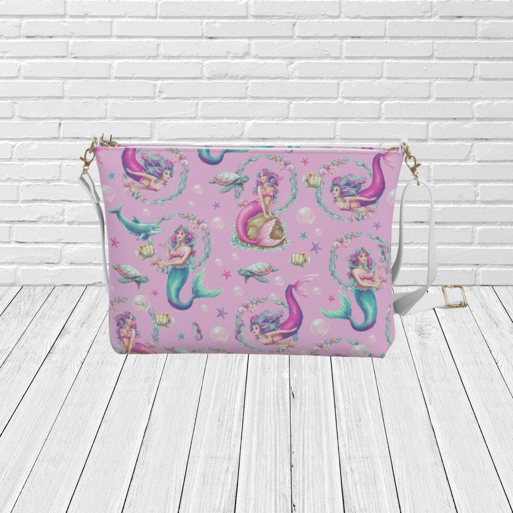 Mermaid Pattern Crossbody – Whimsical Ocean Beach Crossbody - Newfinese Please