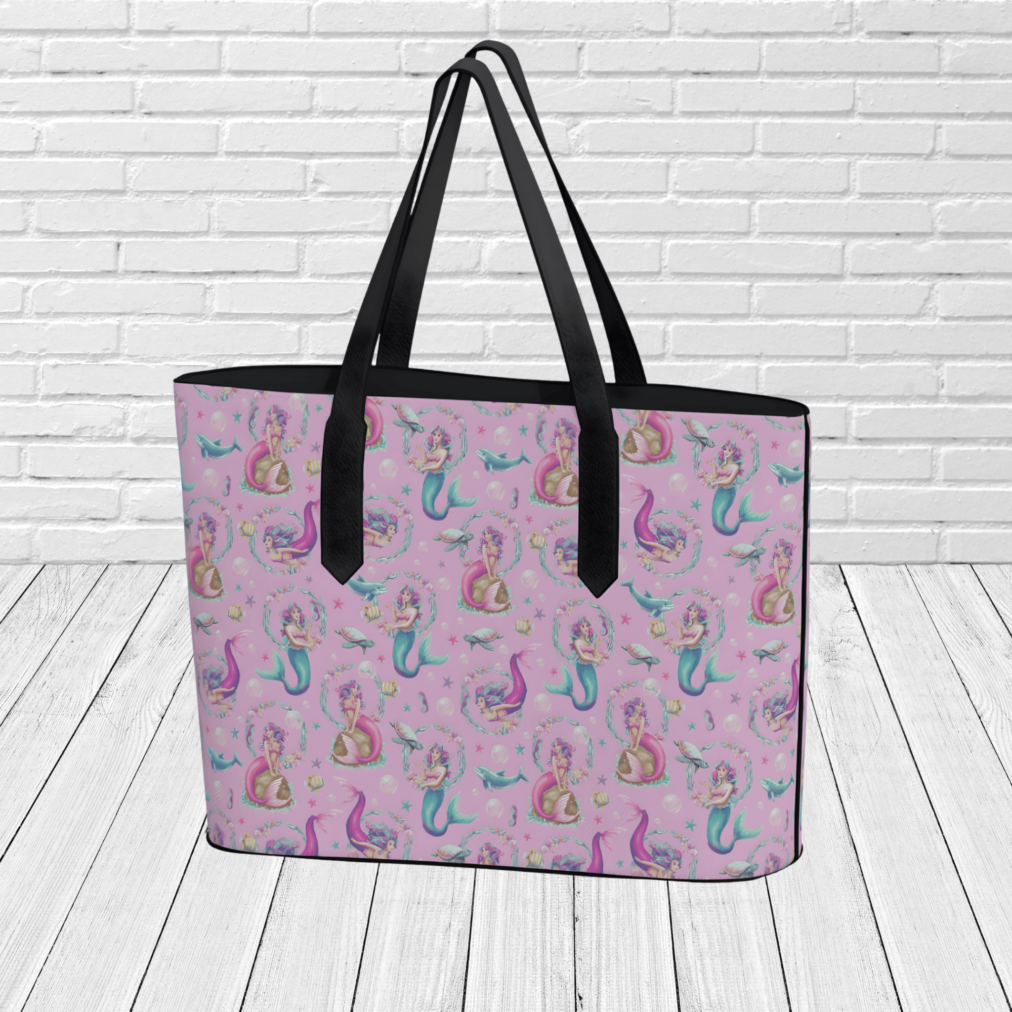 Mermaid Pattern Tote Bag – Whimsical Ocean Beach & Travel Tote - Newfinese Please