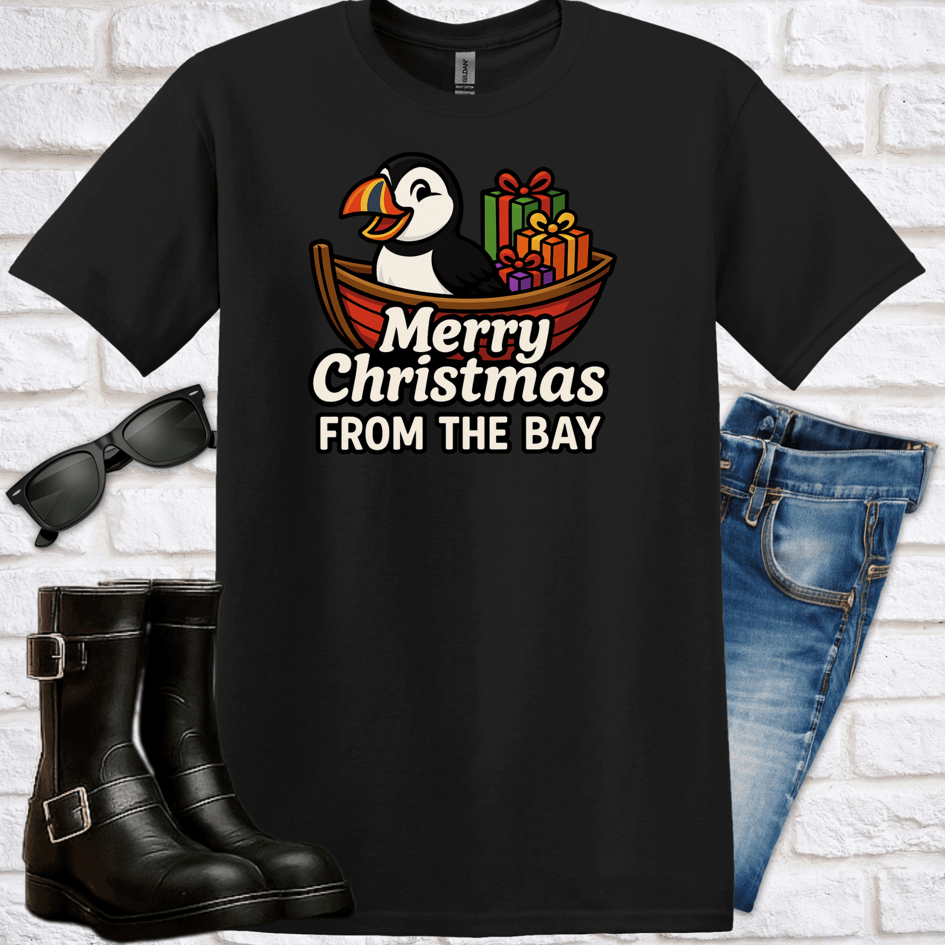 Merry Christmas from the Bay Puffin Tee - Newfinese Please