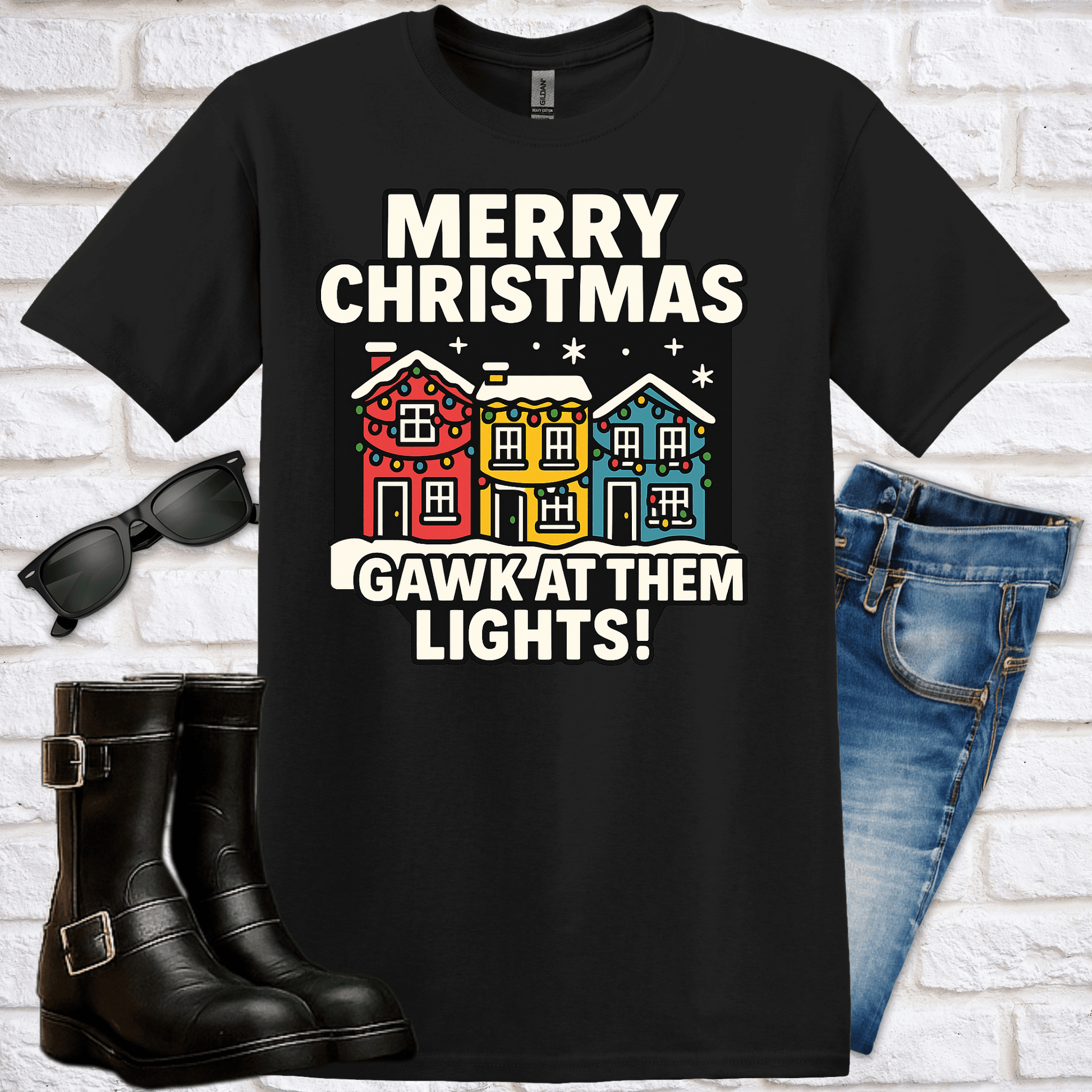 Merry Christmas, Gawk' at Them Lights! T-Shirt - Newfinese Please