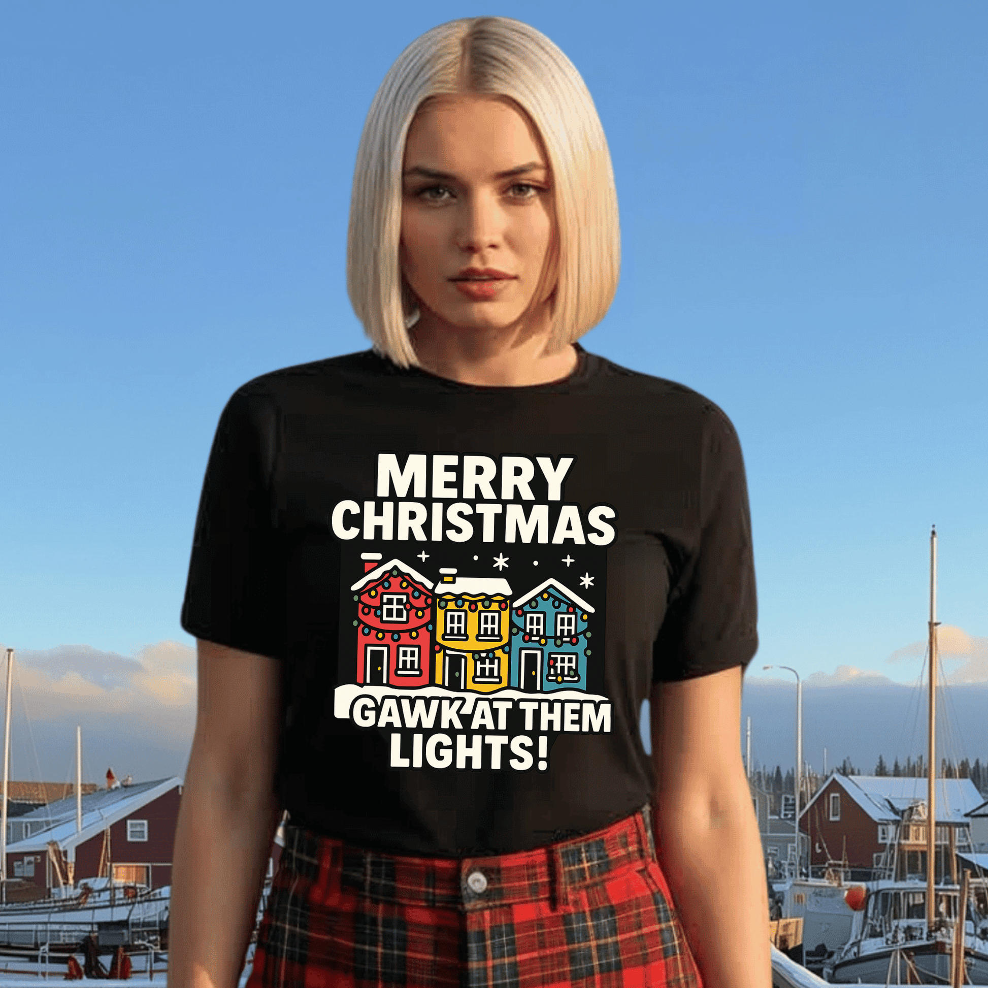 Merry Christmas, Gawk' at Them Lights! T-Shirt - Newfinese Please