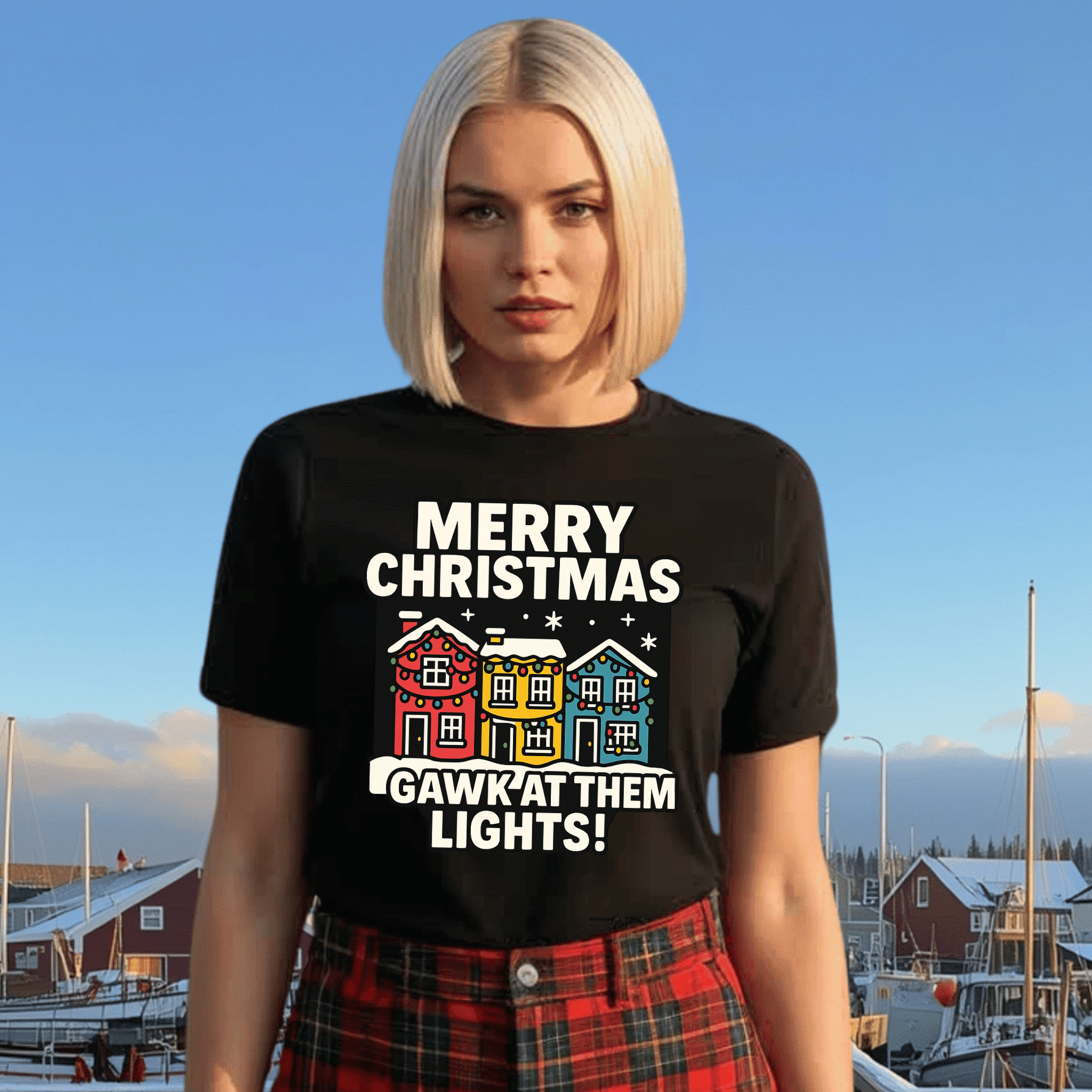 Merry Christmas, Gawk' at Them Lights! T-Shirt - Newfinese Please