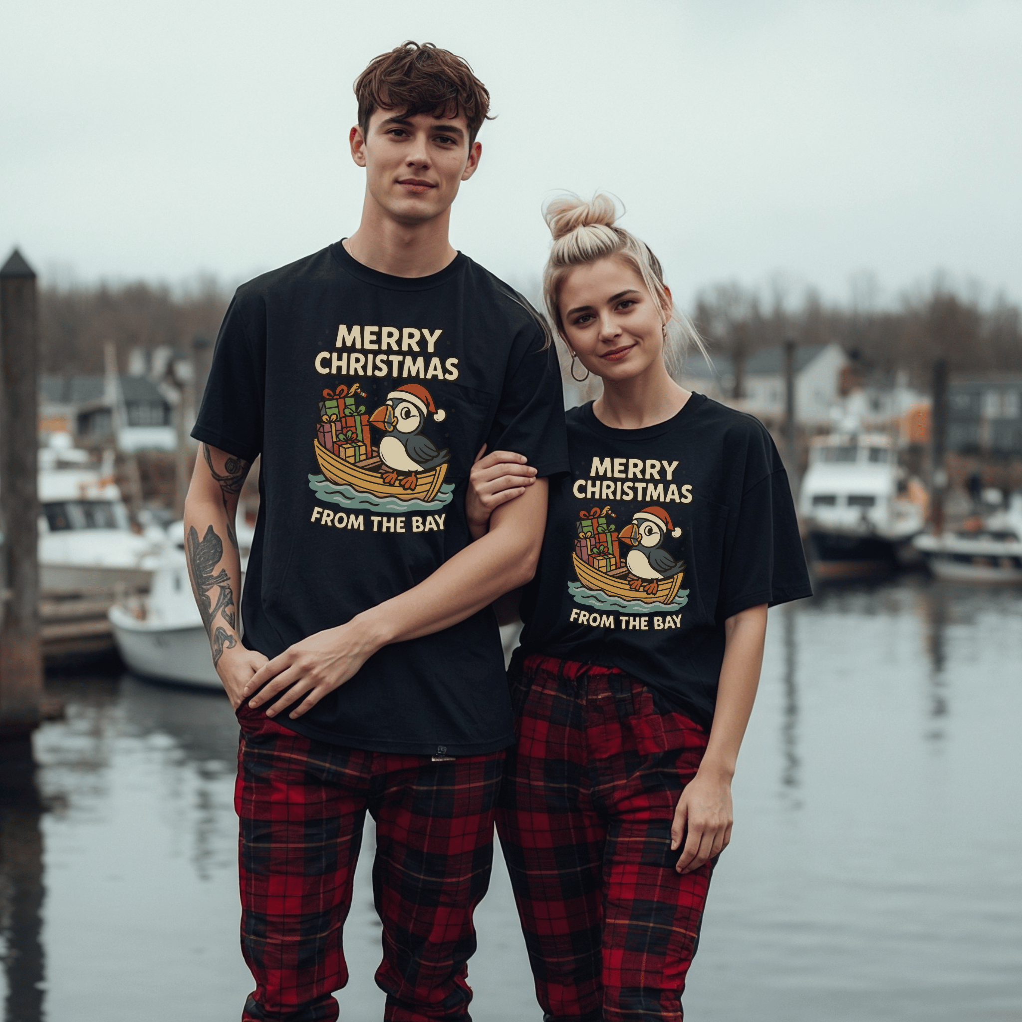"Merry Christmas from the Bay" Puffin T-Shirt