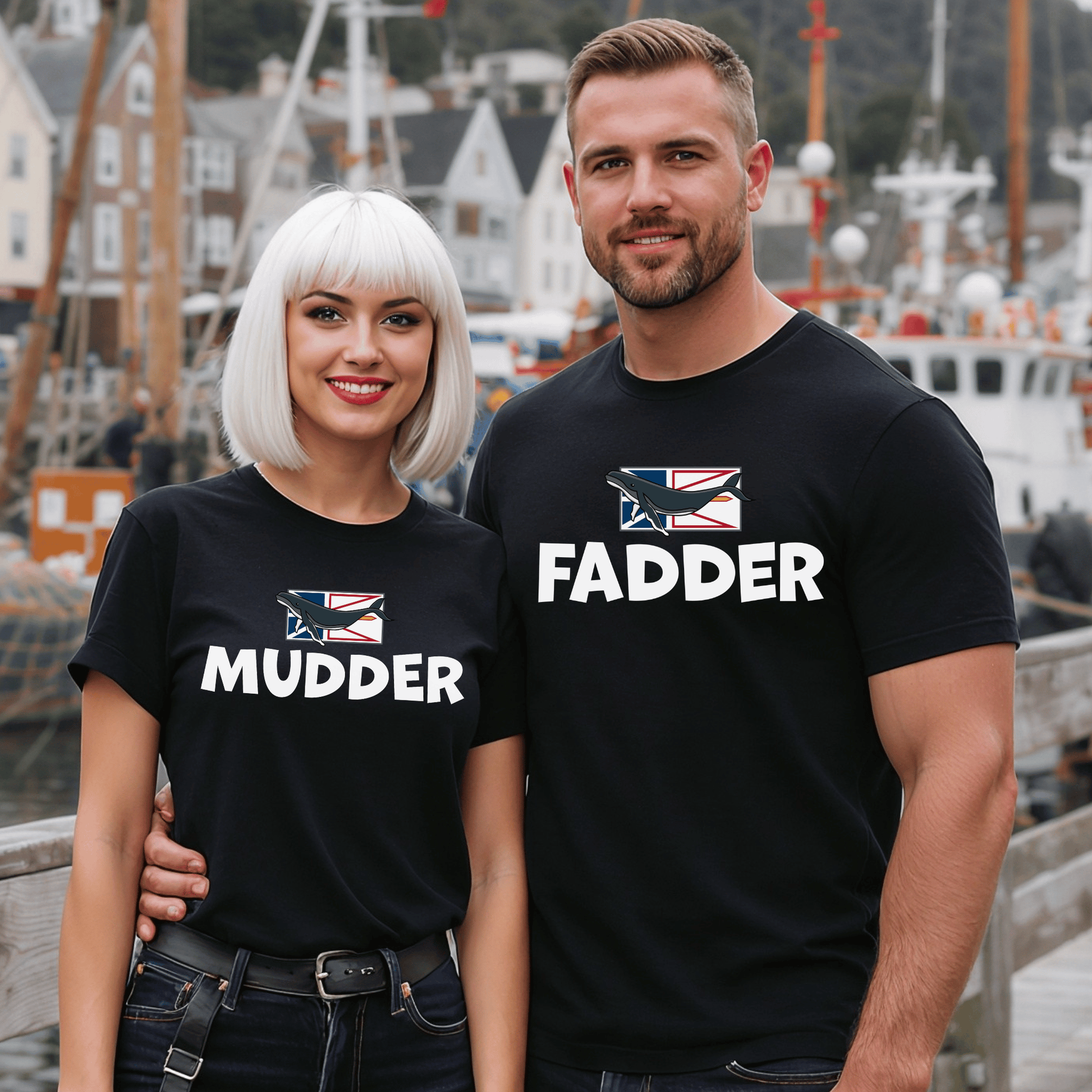 "Mudder with Our Whale - on - Flag Design" T-Shirt - Newfinese Please