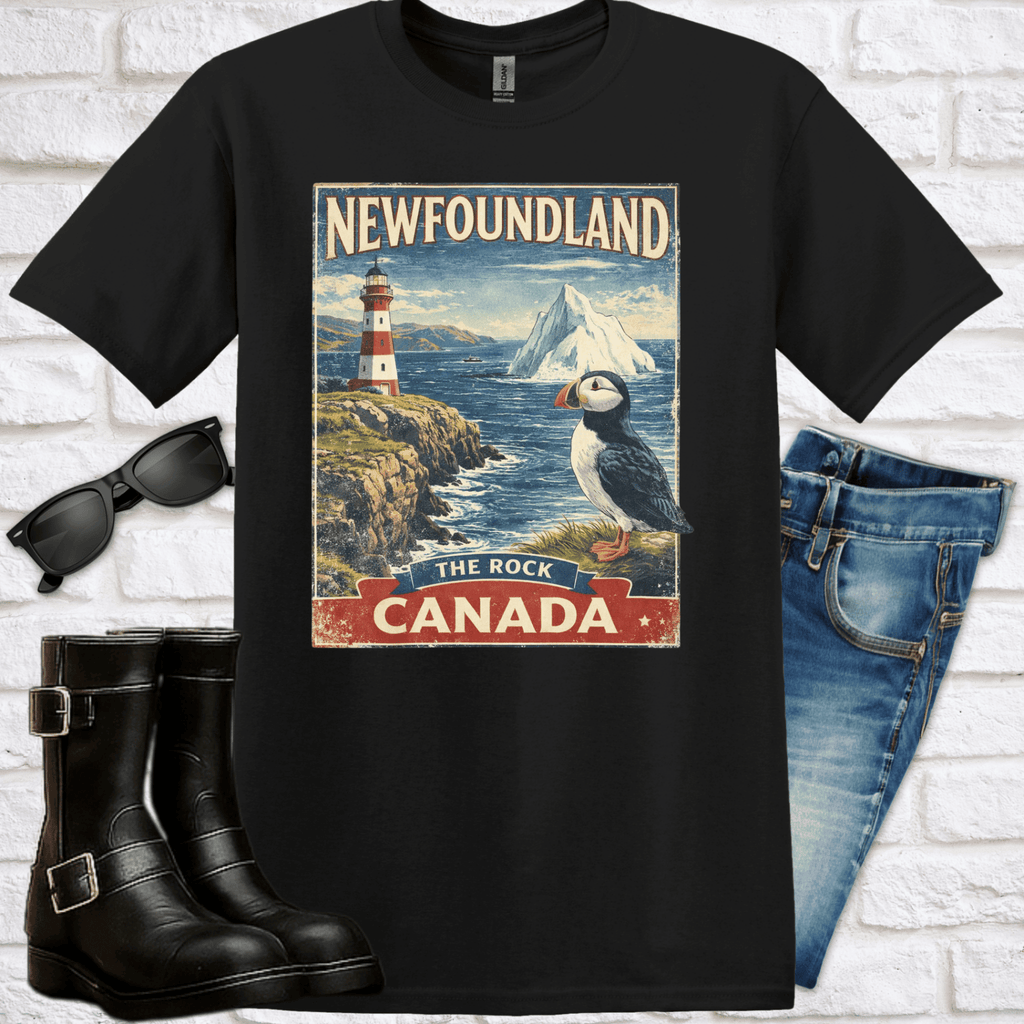 Newfoundland Canada Vintage Poster T-Shirt - Newfinese Please