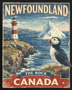 Newfoundland Canada Vintage Poster Tee - Newfoundland Collection - Newfineseplease.ca