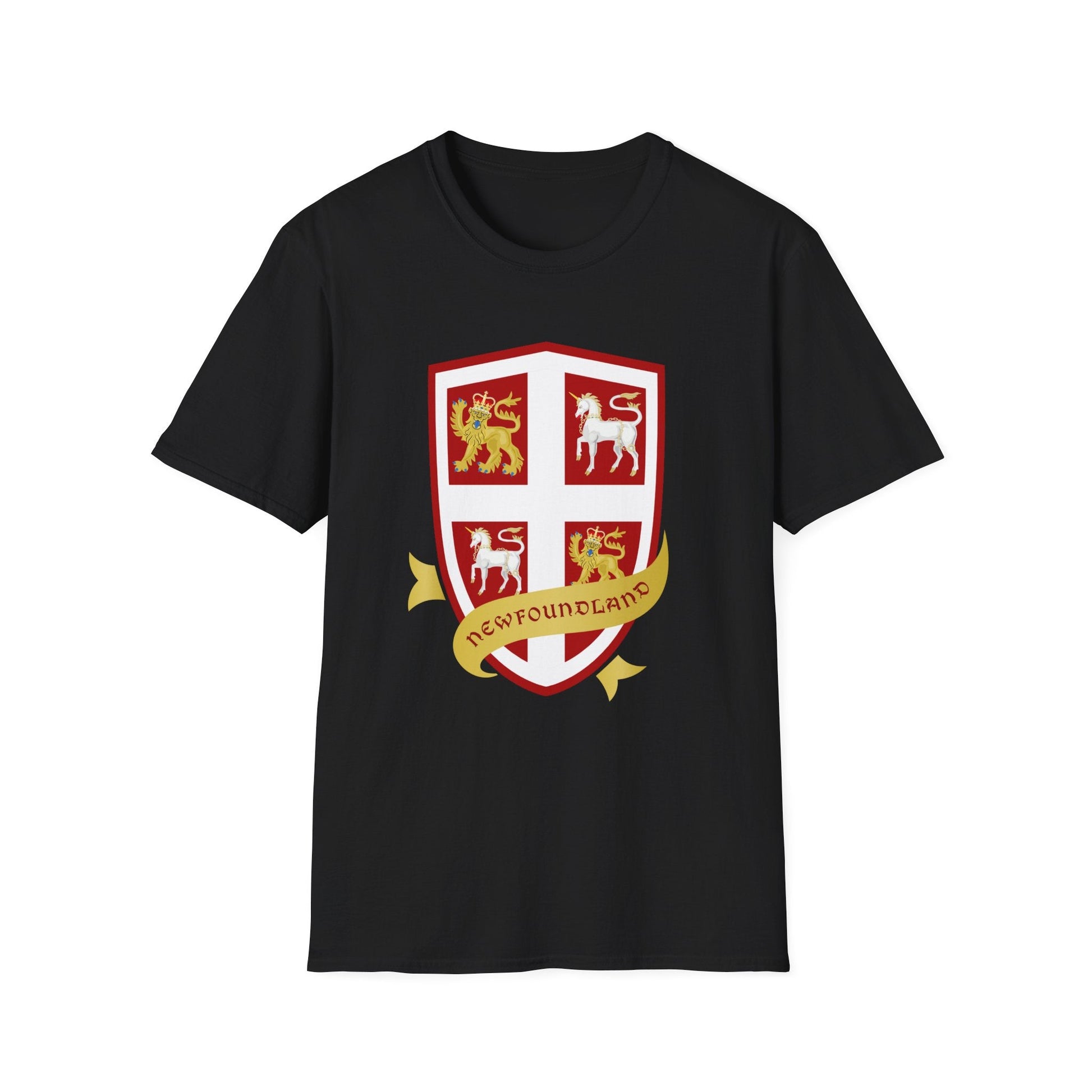 "Newfoundland Coat of Arms Reimagined" T-Shirt - Newfinese Please