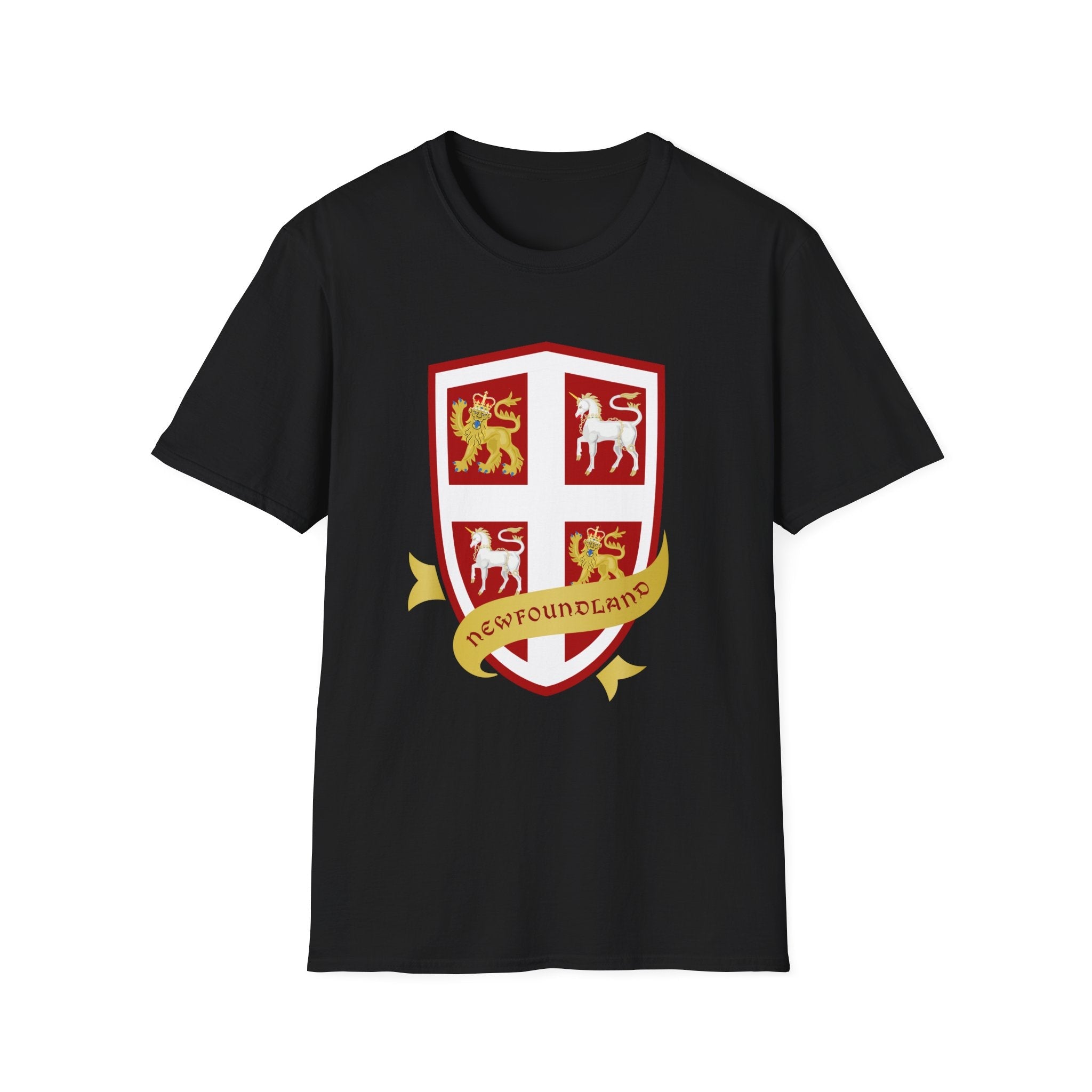"Newfoundland Coat of Arms Reimagined" T-Shirt - Newfinese Please