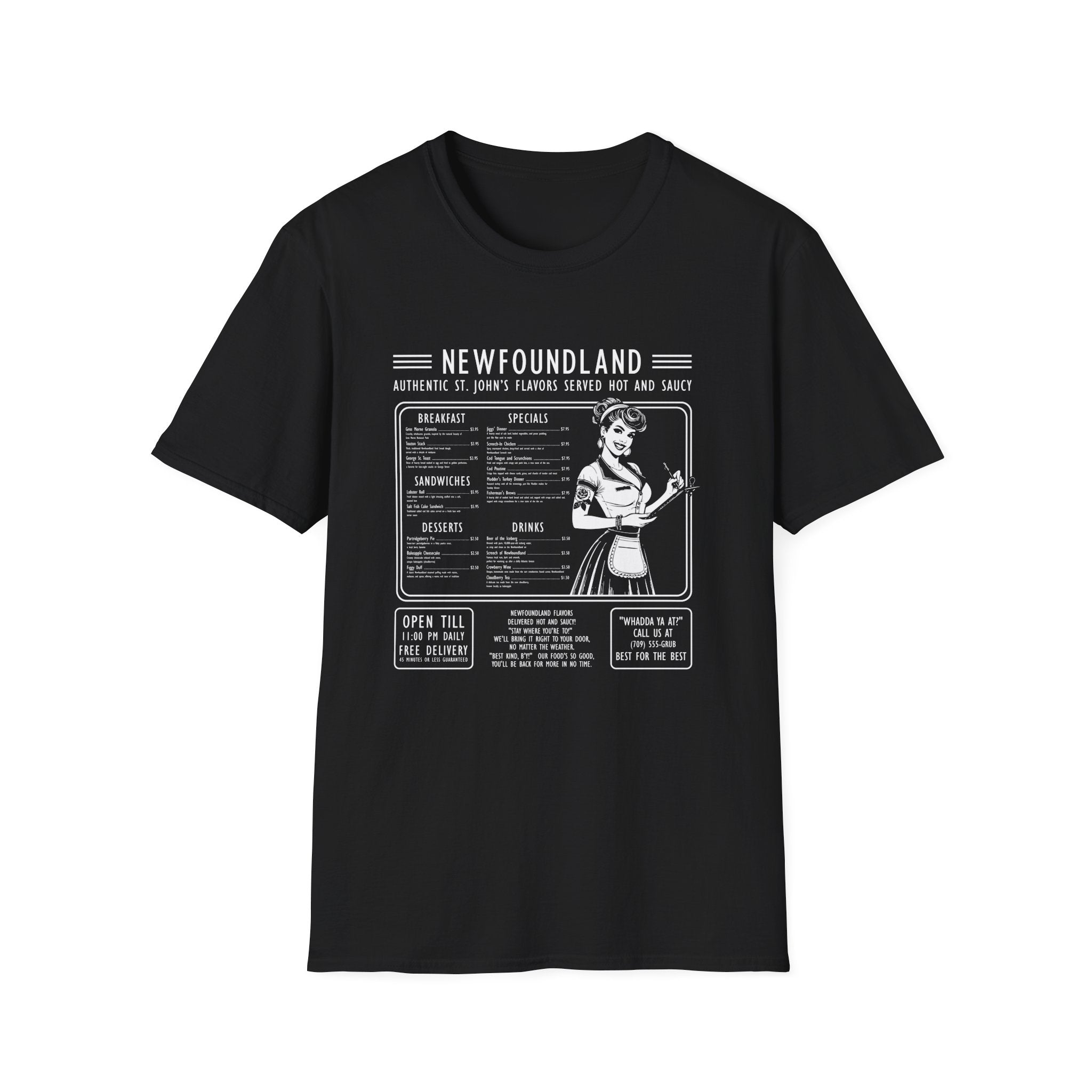 Newfoundland Diner Menu T-Shirt - Newfinese Please