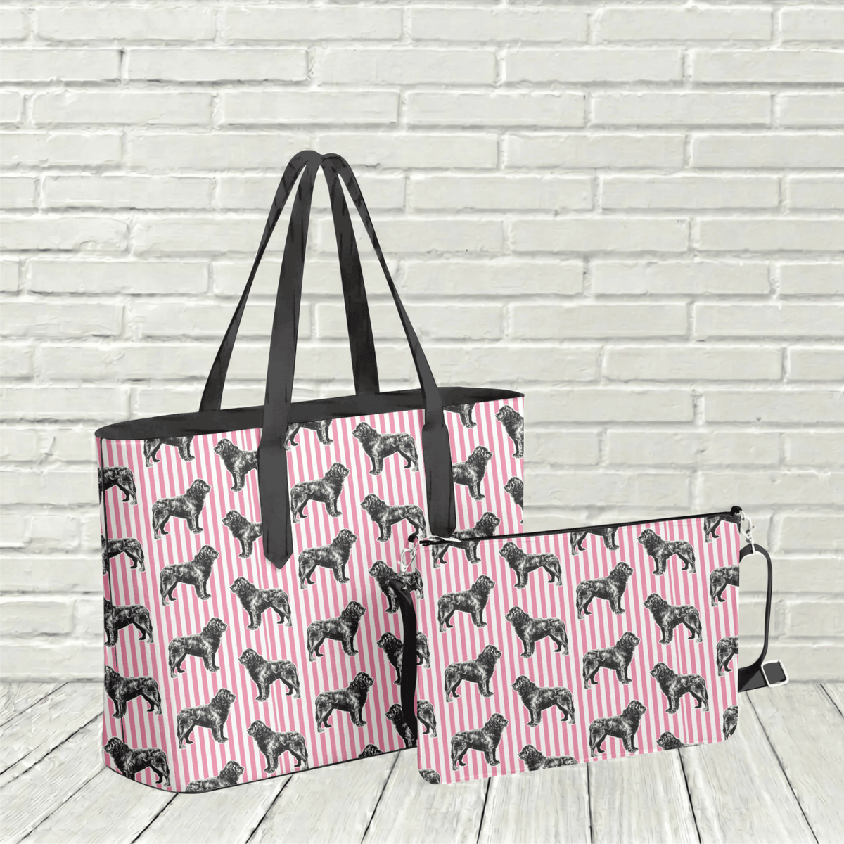 "Newfoundland Dog Candy Stripe" Tote - Newfinese Please