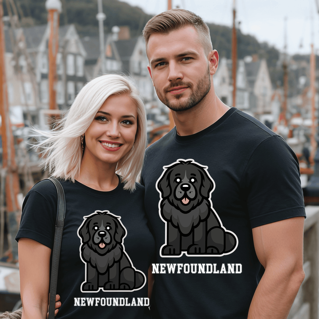 Newfoundland Dog Cartoon T-Shirt - Newfinese Please