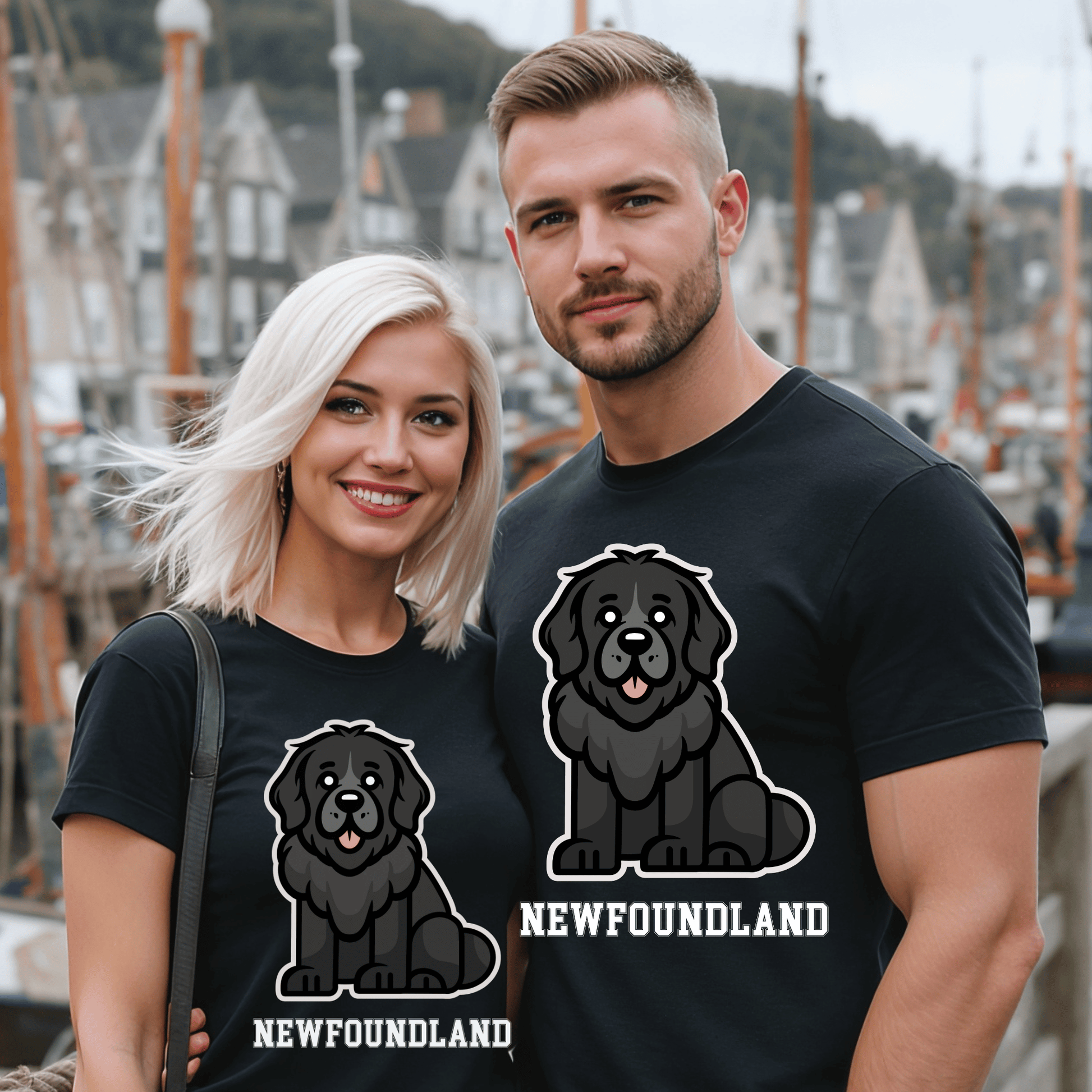 Newfoundland Dog Cartoon T-Shirt - Newfinese Please