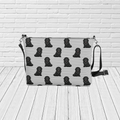 Newfoundland Dog Crossbody Bag – Black Newfie Pattern Purse, Vegan Leather Shoulder Bag - Newfinese Please
