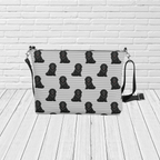 Newfoundland Dog Crossbody Bag – Black Newfie Pattern Purse, Vegan Leather Shoulder Bag - Newfinese Please