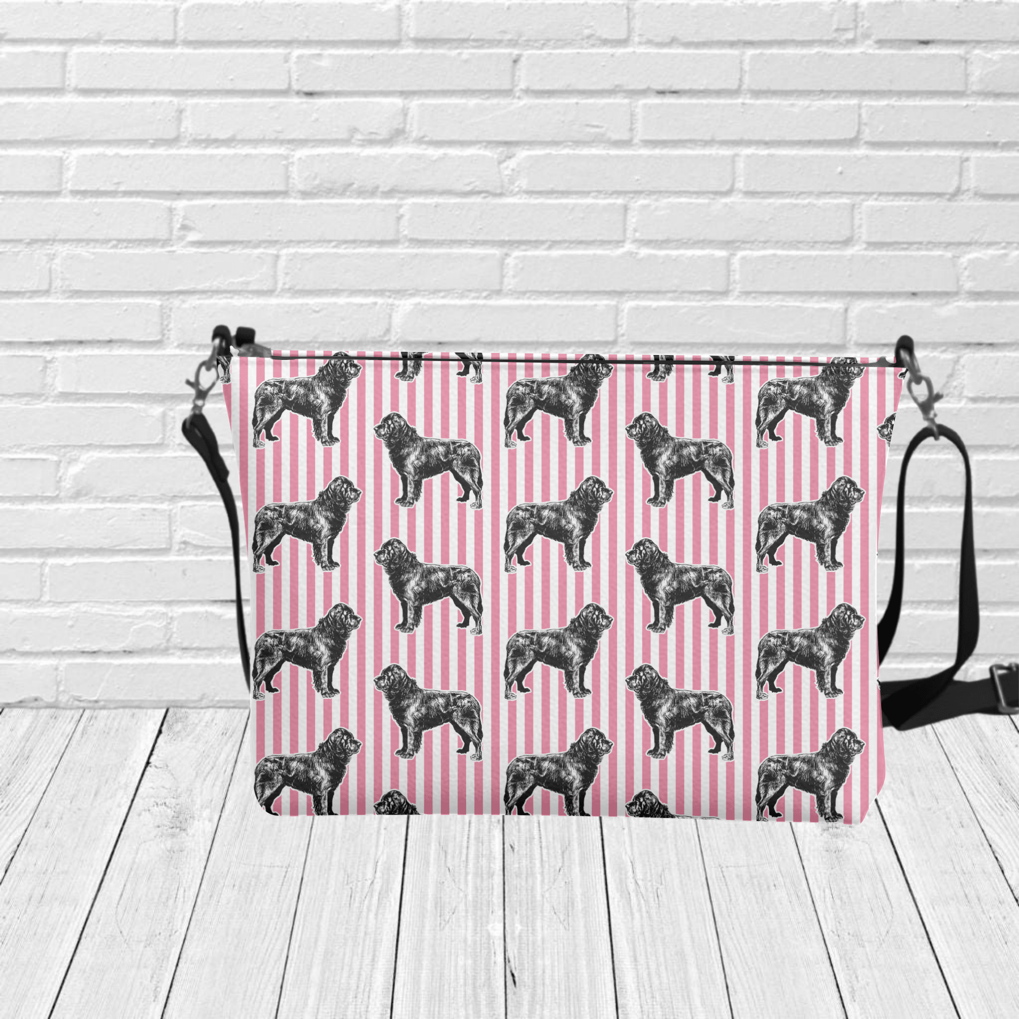 Newfoundland Dog Pink Stripe Crossbody - Newfineseplease.ca