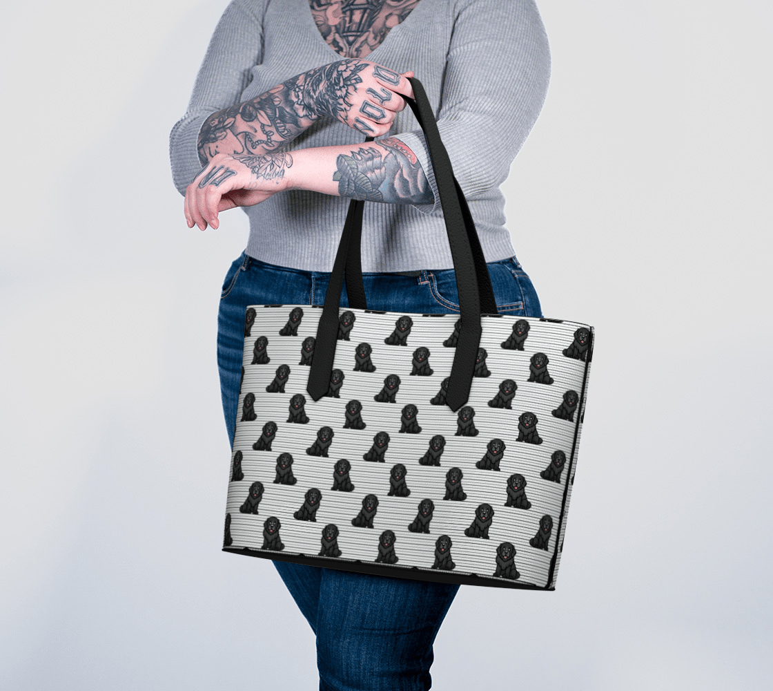 Newfoundland Dog Pinstripe Tote - Newfineseplease.ca