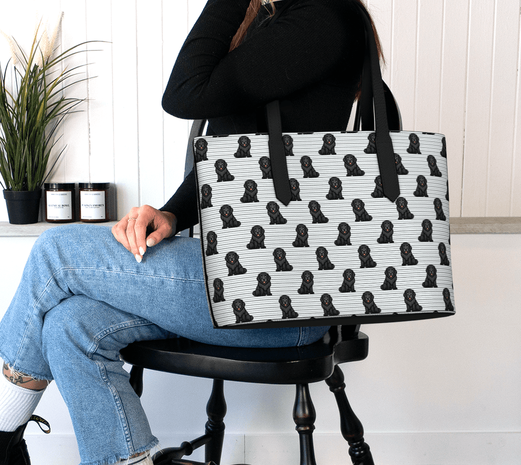 Newfoundland Dog Pinstripe Tote - Newfineseplease.ca