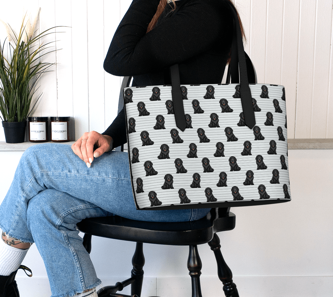 Newfoundland Dog Pinstripe Tote - Newfineseplease.ca