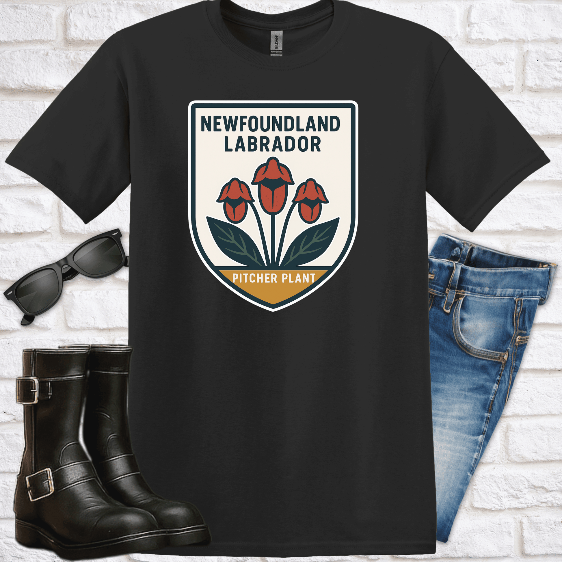 Newfoundland & Labrador Pitcher Plant Emblem Tee - Newfinese Please