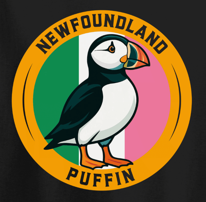 Newfoundland Puffin Badge Tee - Newfoundland Nautical Collection - Newfineseplease.ca