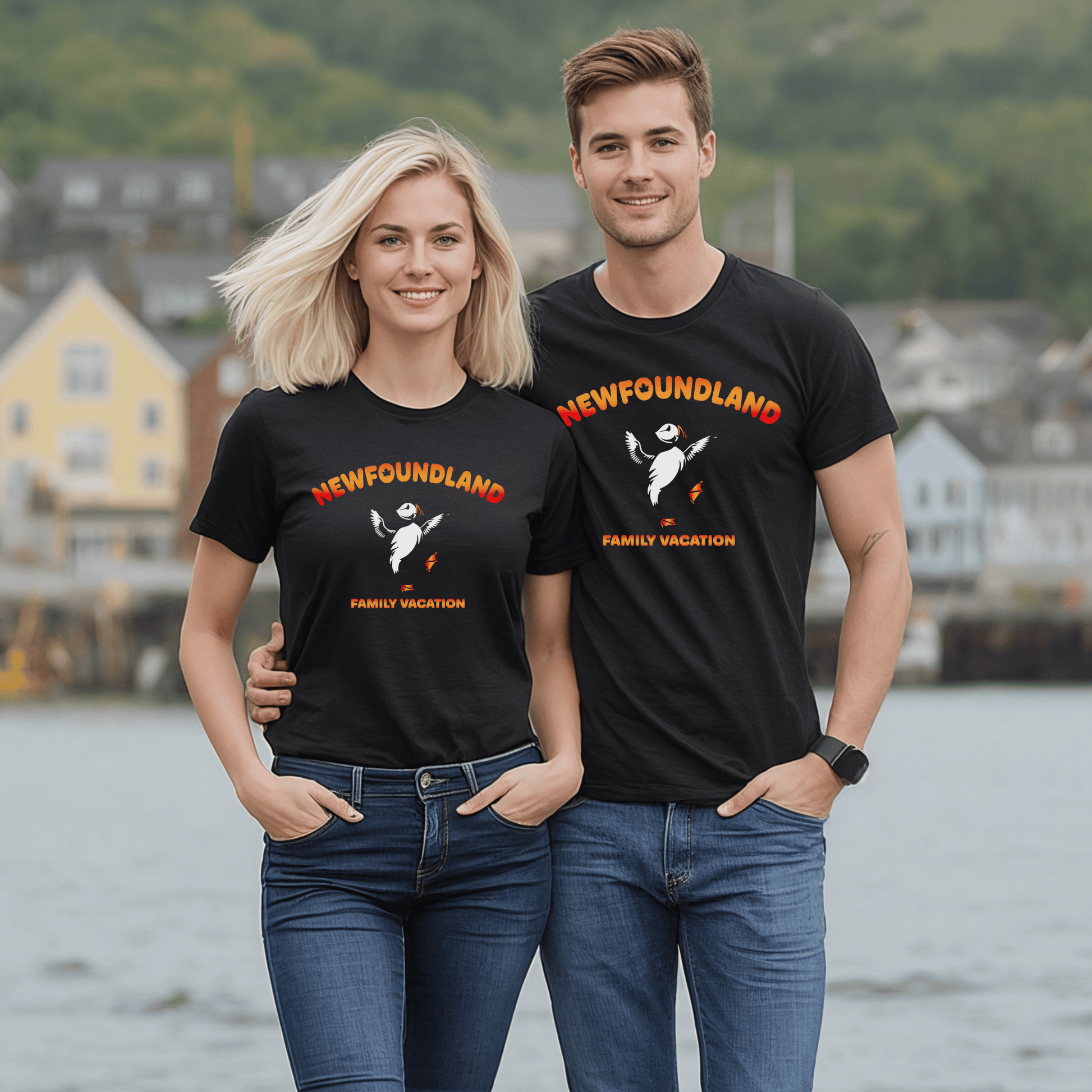 Newfoundland Puffin Family Vacation T-Shirt - Newfinese Please