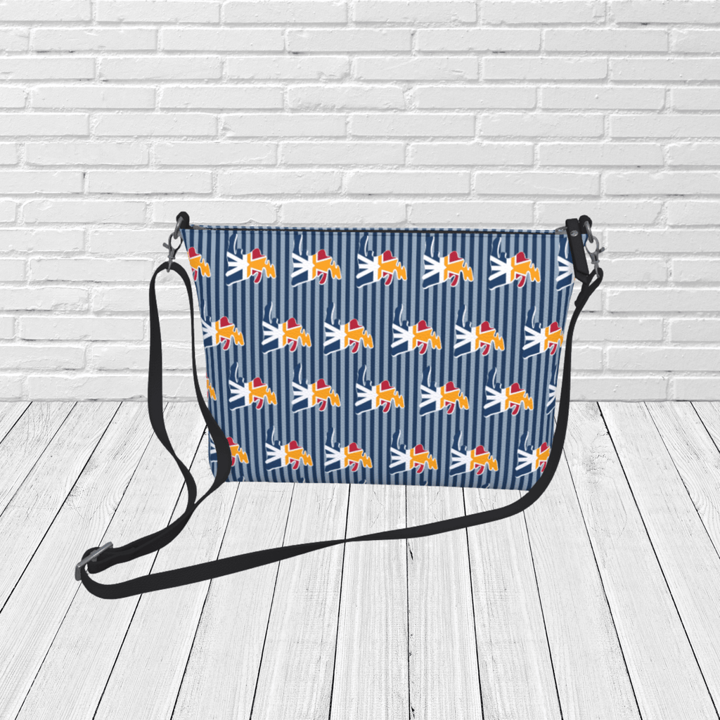 Newfoundland Silhouette Red, Yellow and Blue Crossbody – Coastal Travel & Gift Purse - Newfinese Please