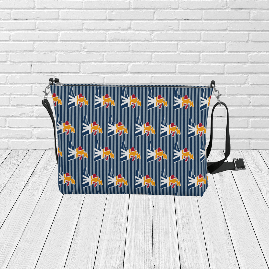 Newfoundland Silhouette Red, Yellow and Blue Crossbody – Coastal Travel & Gift Purse - Newfinese Please
