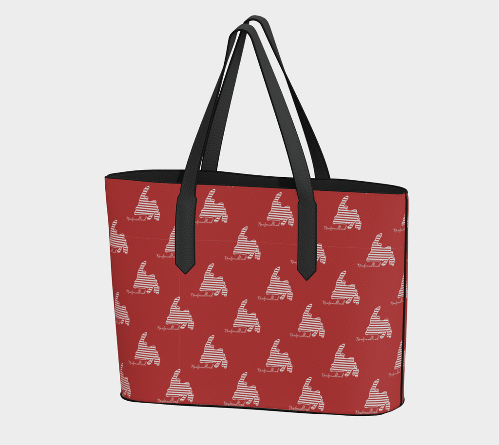 Newfoundland Silhouette Stripe Tote Bag – Red Coastal Travel Tote - Newfinese Please