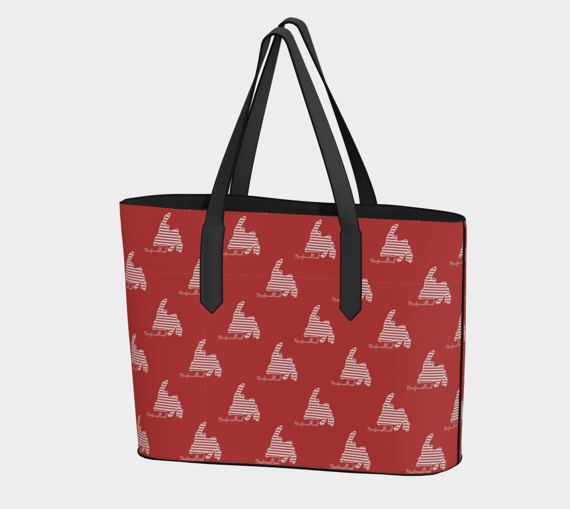 Newfoundland Silhouette Stripe Tote Bag – Red Coastal Travel Tote - Newfinese Please