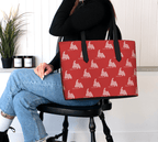 Newfoundland Silhouette Stripe Tote Bag – Red Coastal Travel Tote - Newfinese Please