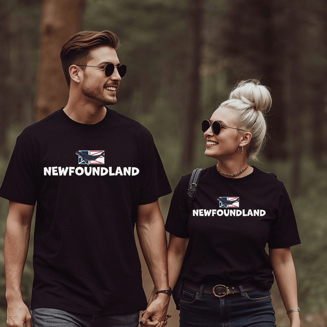 Newfoundland Whale - on - Flag T-Shirt - Newfinese Please