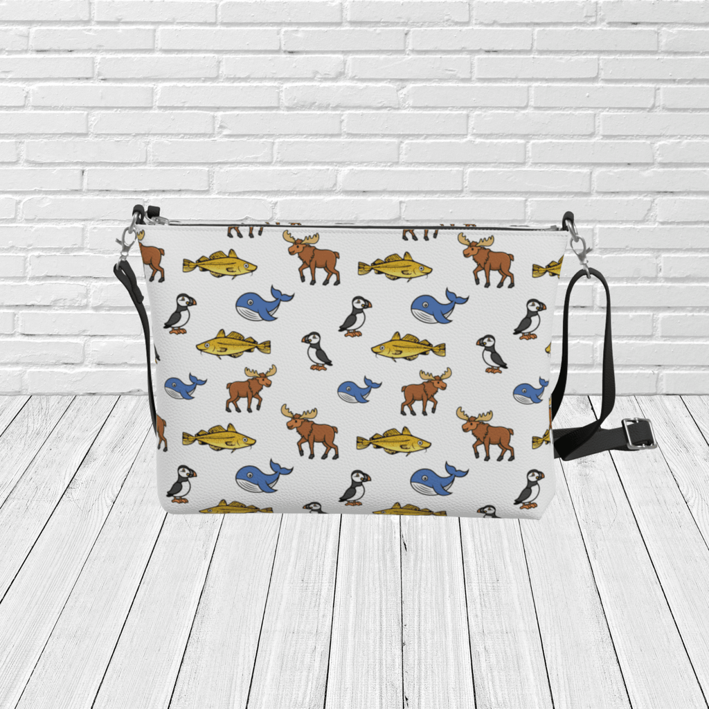 Newfoundland Wildlife Pattern Crossbody – Puffin, Moose & Whale Travel Purse - Newfinese Please