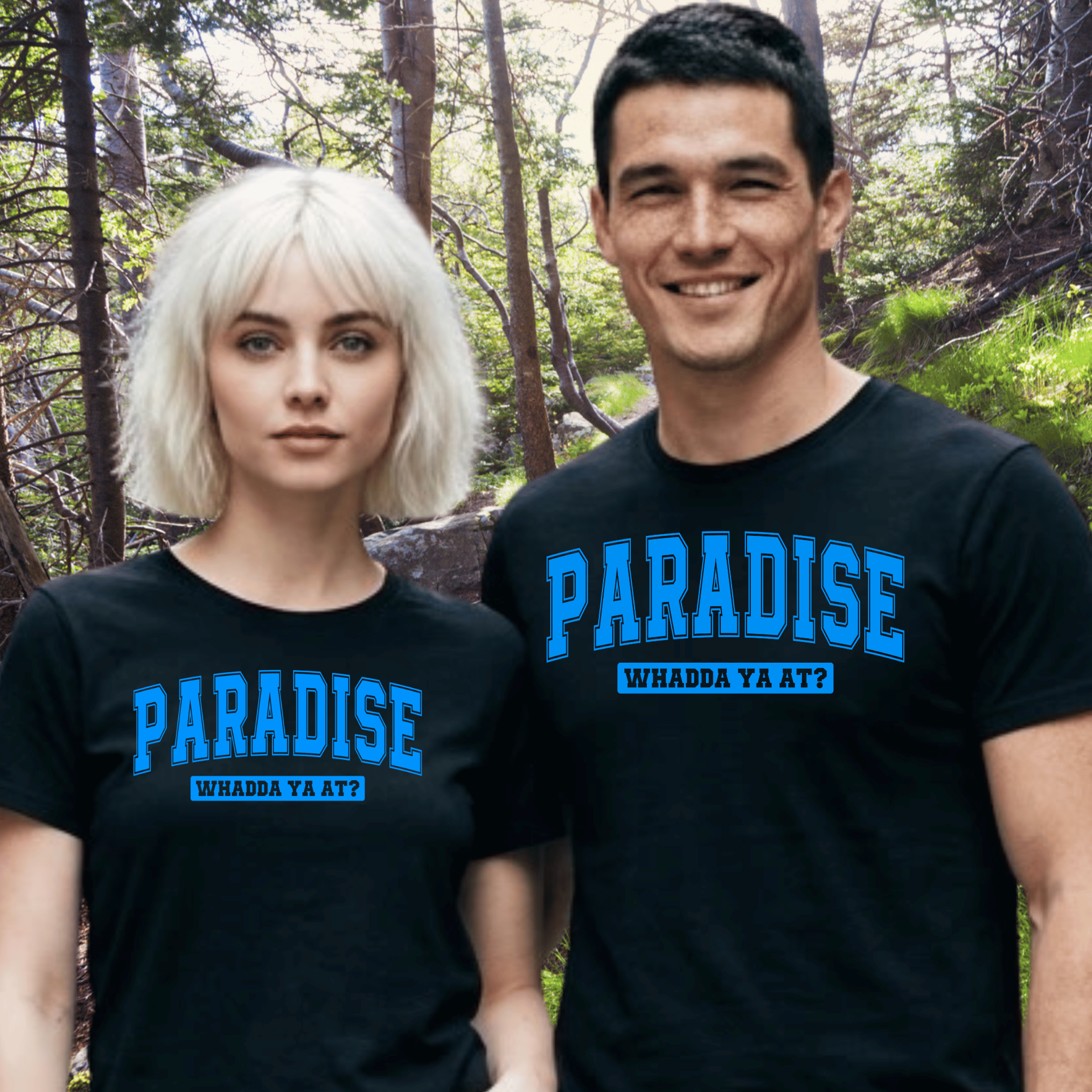 Paradise 'Whadda Ya At?' T-Shirt — Vintage Collegiate Graphic Tee - Newfinese Please