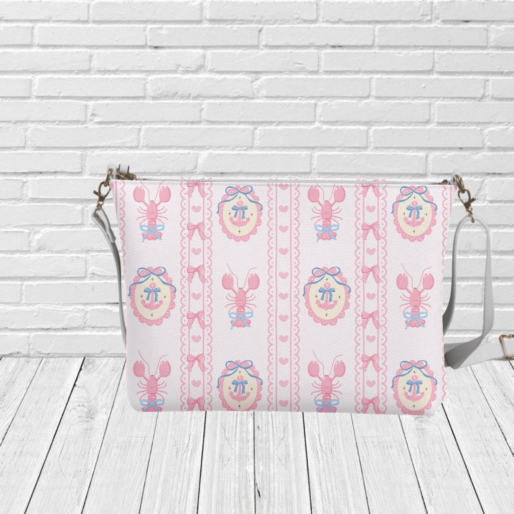 Pink Lobster and Anchor Stripe Crossbody Bag - Newfinese Please