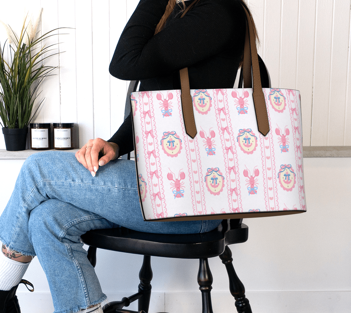pink ribbon_anchor_lobster_tote - Newfineseplease.ca