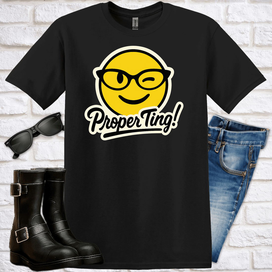 "Proper Ting" Emoji T-Shirt - Newfinese Please