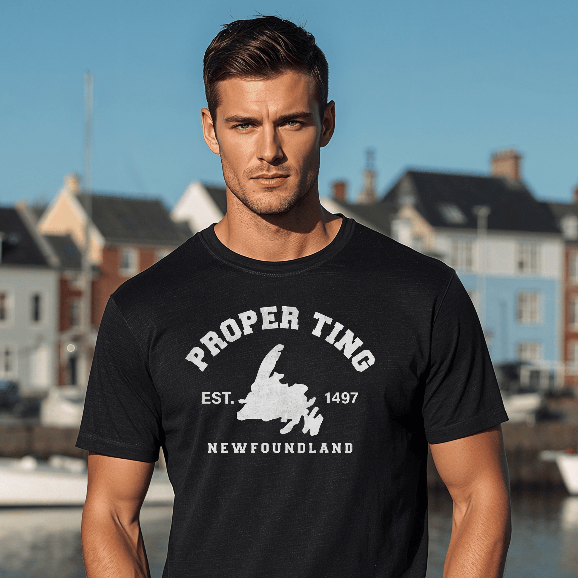 "Proper Ting" Newfoundland Est. 1497 T-Shirt - Newfinese Please