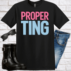 Proper Ting T-Shirt — Bold Pink & Blue Graphic Tee - Newfinese Please