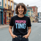Proper Ting T-Shirt — Bold Pink & Blue Graphic Tee - Newfinese Please