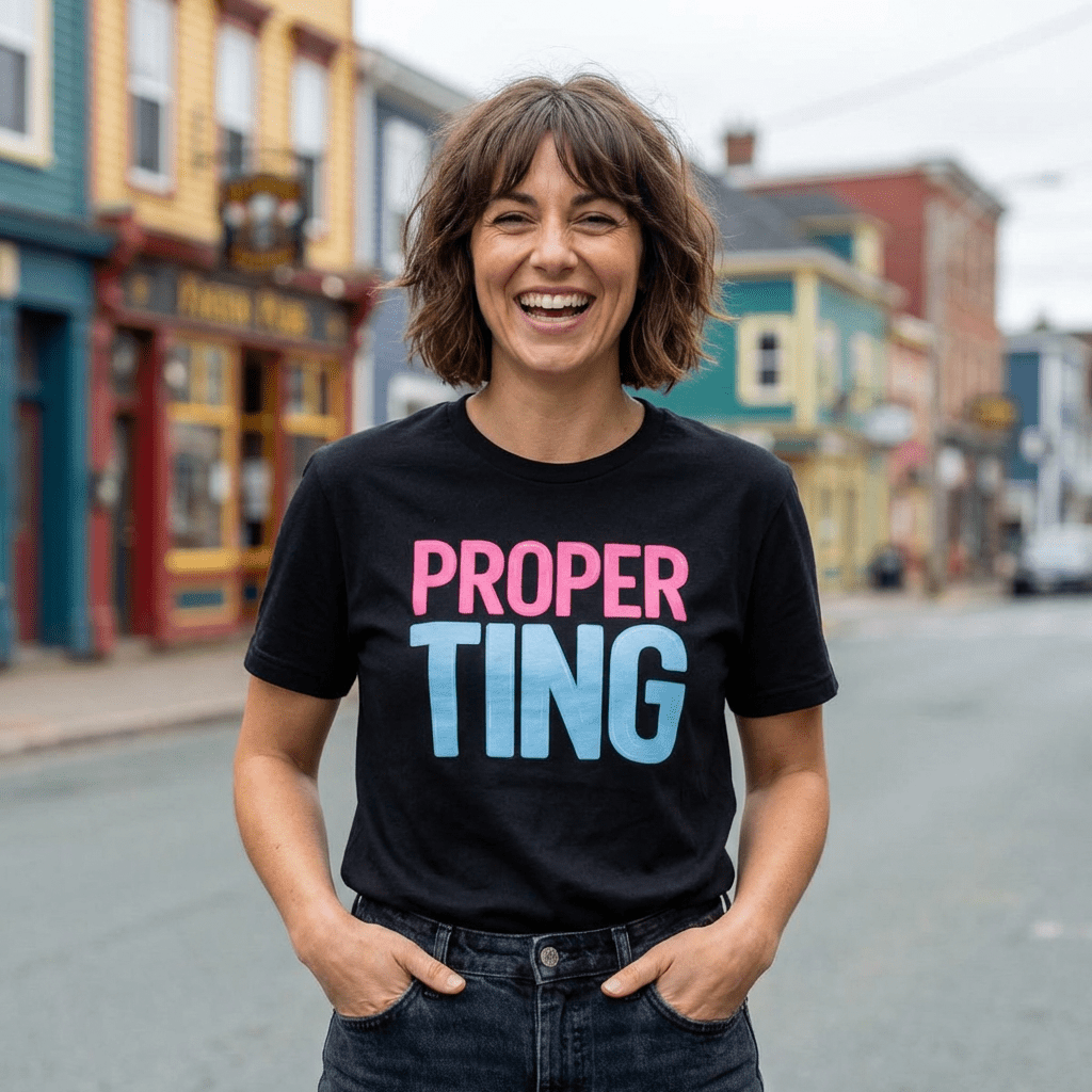 Proper Ting T-Shirt — Bold Pink & Blue Graphic Tee - Newfinese Please