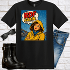 Retro Comic Raincoat T-Shirt — “RDF Again” Pop Art Tee - Newfineseplease.ca