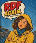 Retro Comic Raincoat T-Shirt — “RDF Again” Pop Art Tee - Newfineseplease.ca