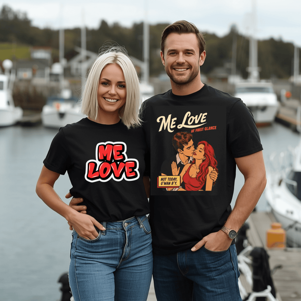 Retro Romance T-Shirt – "Me Love at First Glance" Graphic Tee - Newfineseplease.ca