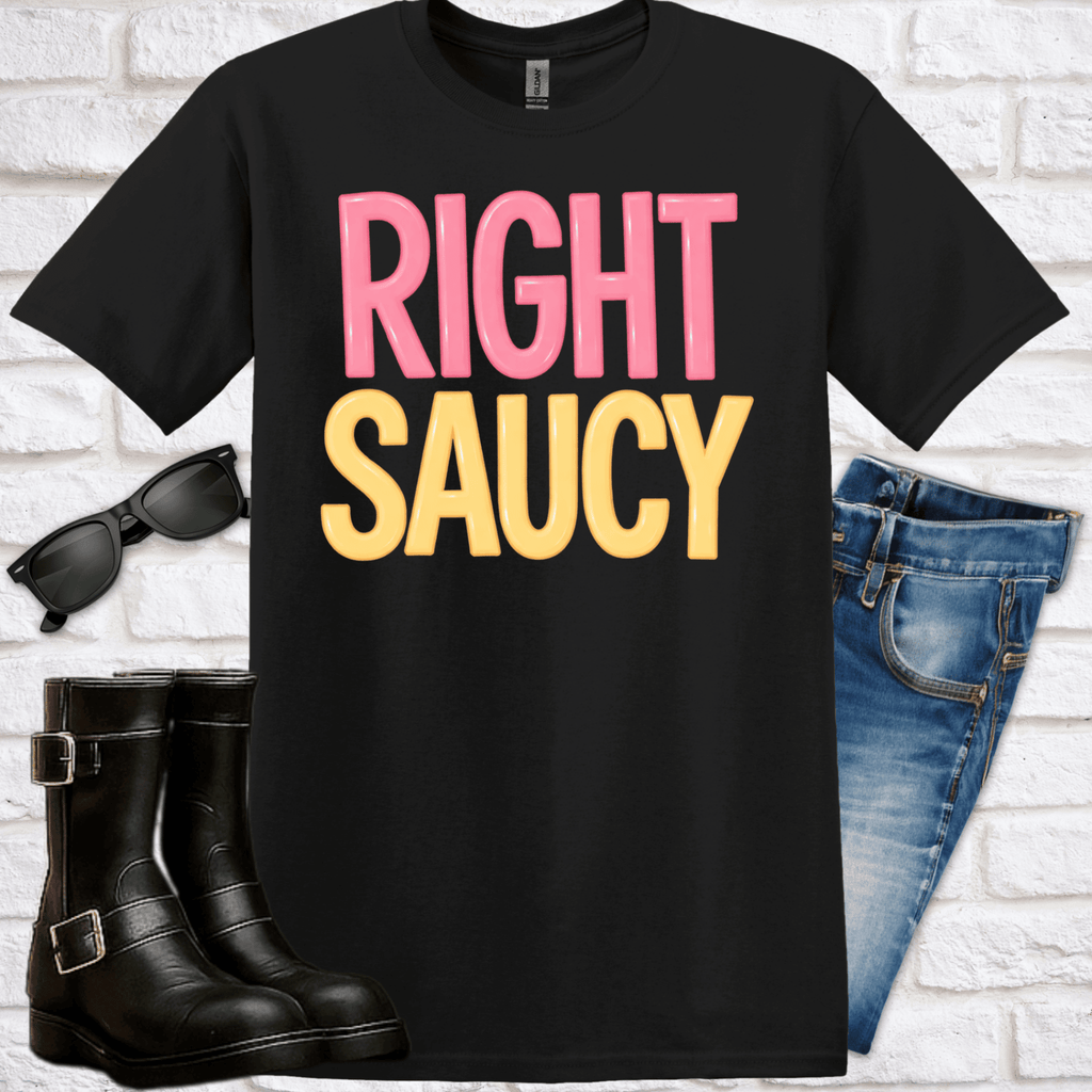 Right Saucy T-Shirt — Fun Pink & Yellow Graphic Tee - Newfinese Please